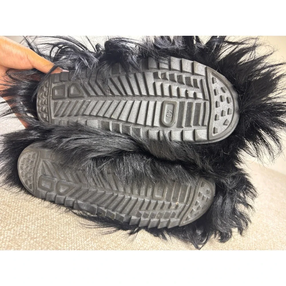 Oscar Sport Vintage Yeti Boots Black Faux Fur Made in Italy Womens 9 EU 40